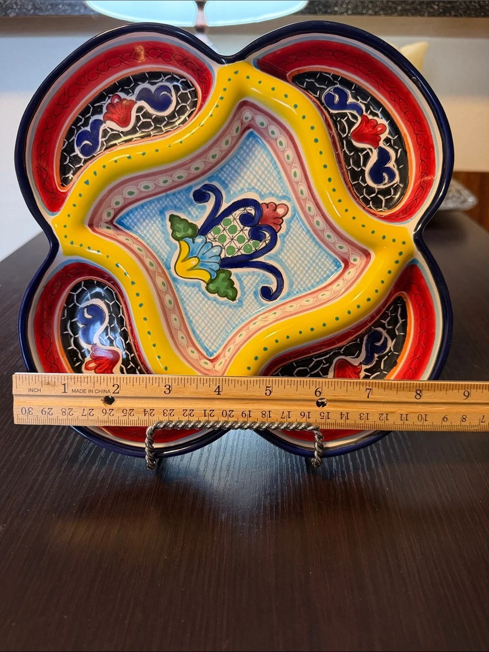 Hernandez Talavera Mexican Pottery, Divided Serving Dish.